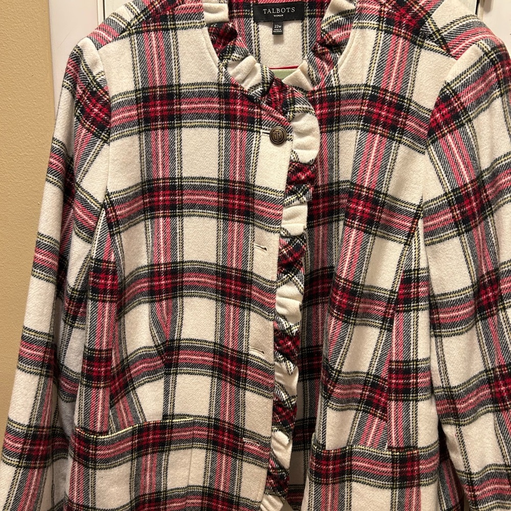 Holiday Jacket, red , green and white plaid
